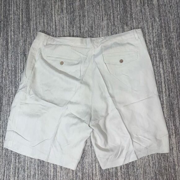 Baracuta Mens Size 40 Waist Silk Chino Pleated Front Shorts Tan Khaki Pockets * - Picture 7 of 7